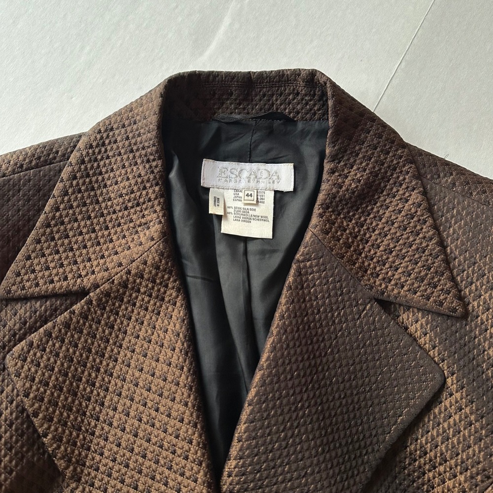 Escada Margaretha Ley Bronze Silk Wool Jacquard Blazer Jacket Size 44 Germany - Picture 9 of 9
